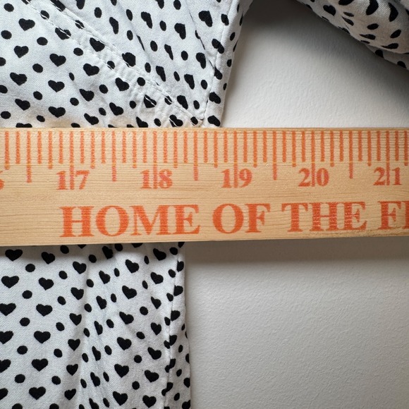 Love Heart Print Button Down Hi-Low Shirt Blouse Top - Picture 7 of 8